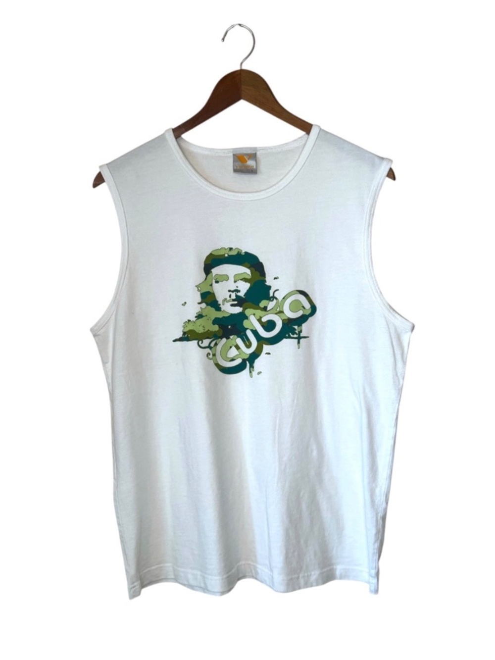 Valerio Che Guevara Cuba Camouflage Graphic White Tank Top L